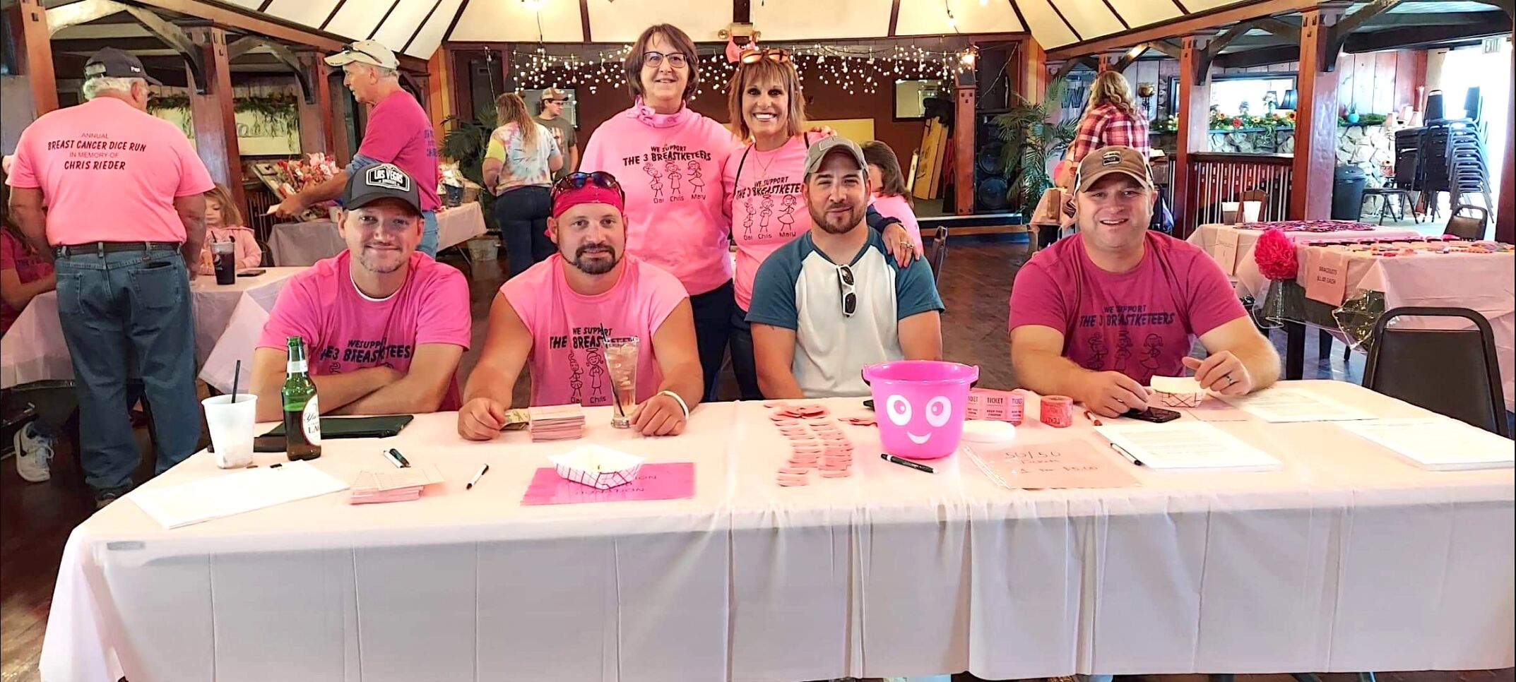 The 3 Breastketeers dice run volunteers